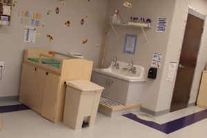 A cleanup station inside one of the classrooms at Horizon Education Centers.