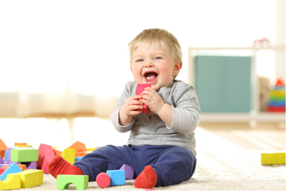 kid with blocks