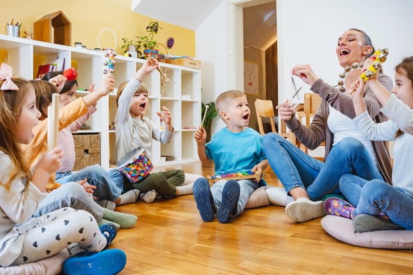 children learning in a preschool classroom